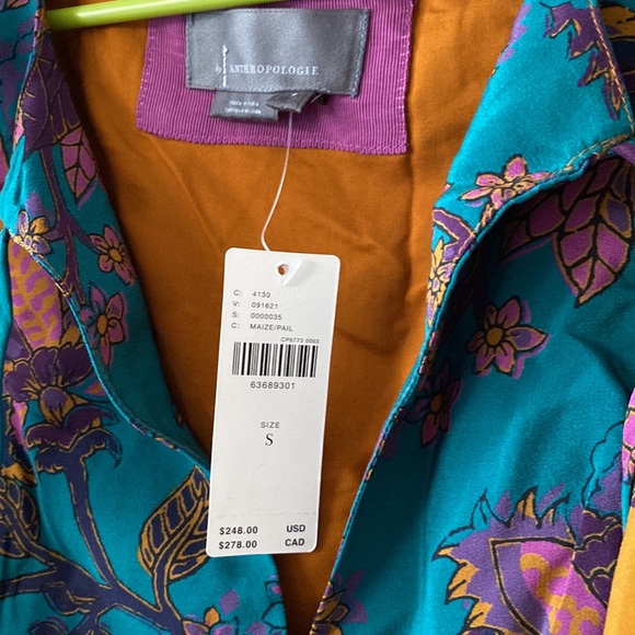 Anthropologie Romantic 100% Silk Tunic Dress size S new with tag nwt - Picture 4 of 9